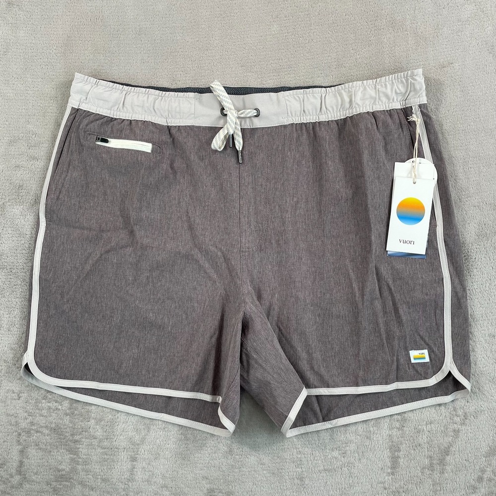 Vuori Banks Shorts Men 2XL Java Linen Texture Performance Stretch Unlined NWT